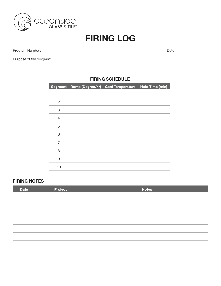 Preview image for Blank Kiln Log Sheets